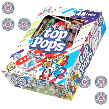 Top Pops Taffy Pops, 48 Pack – Shared Office Taffy Lollipops for Break Room Counters