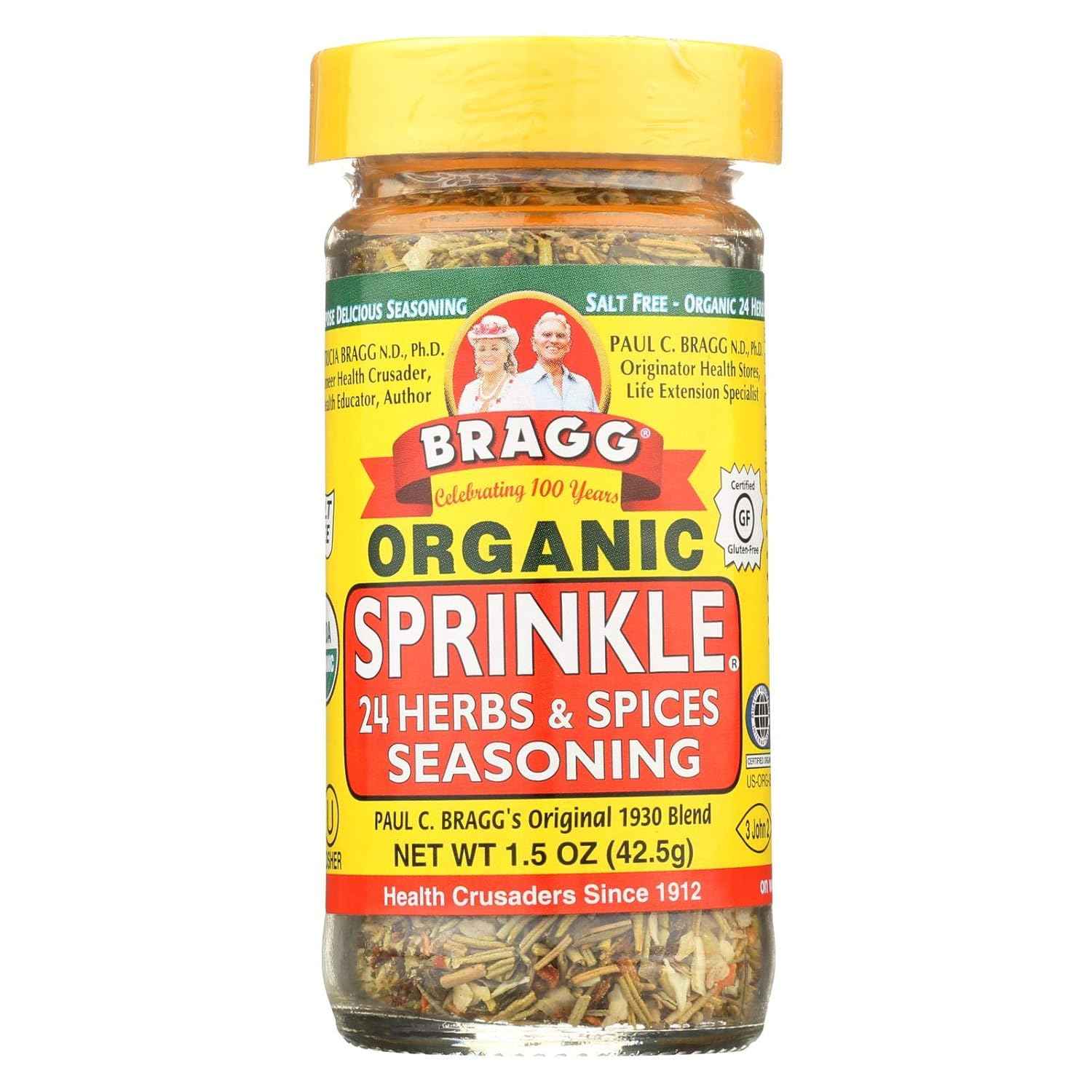 Bragg Sprinkles & Herbs Spices — Sodium-Free 24-Herb Blend for Wellness Routines, 1.5 Oz