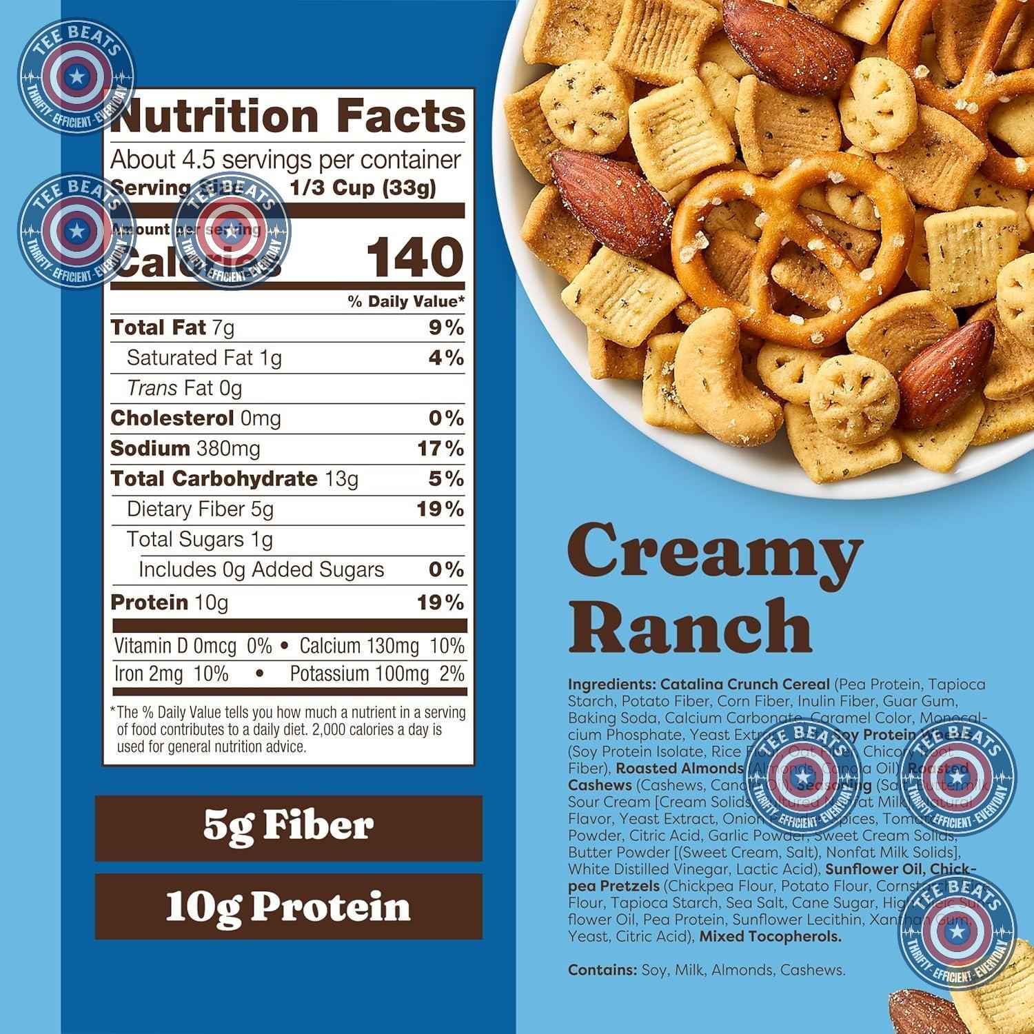 Catalina Crunch Protein Snack Mix - Ranch Protein Crunch for Home Office Desk and Meeting Between-Break Sustenance