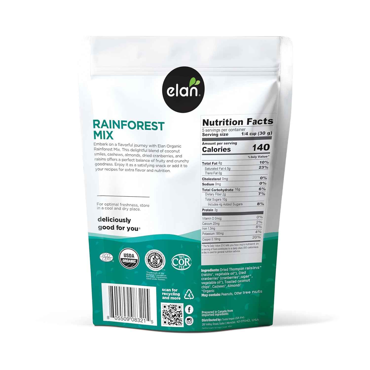 Elan Organic Rainforest Mix – Thoughtful Healthy Gift for Hostess and Housewarming, 5.3 oz