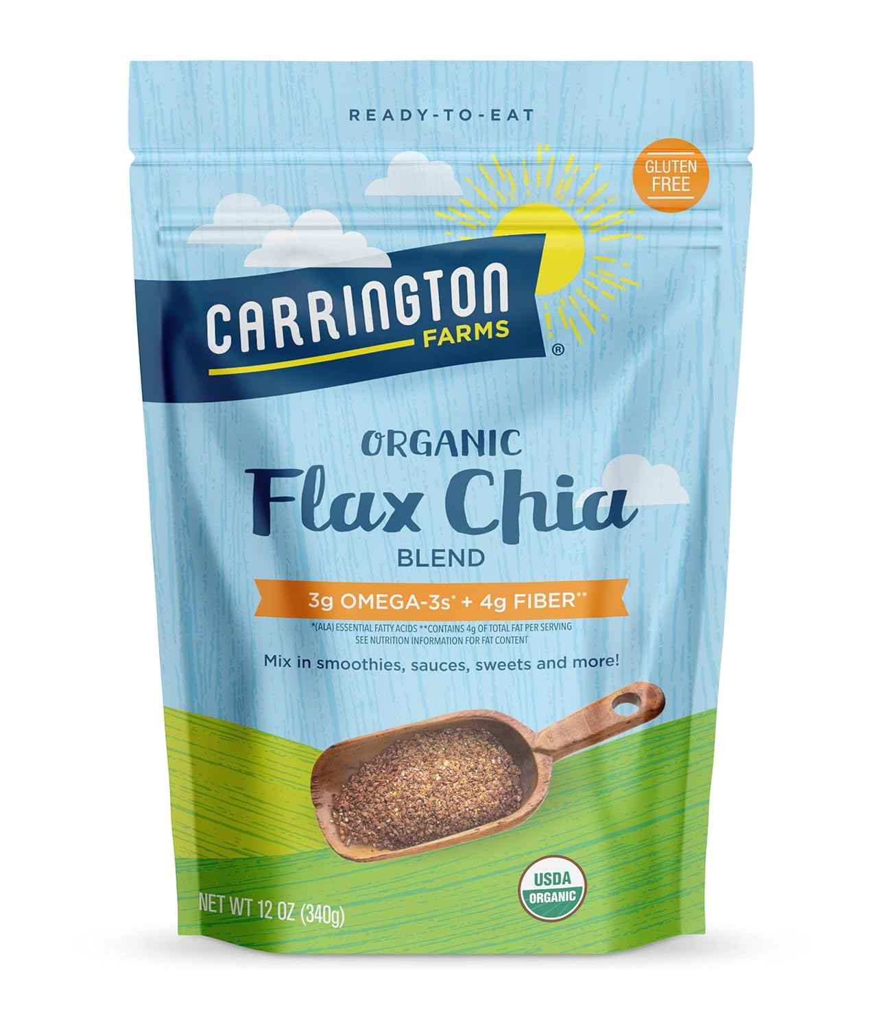 Carrington Farms Flax Chia Blend – Clean Eating Family Staple for Muffin Batter and Cereal Topping, USDA Organic