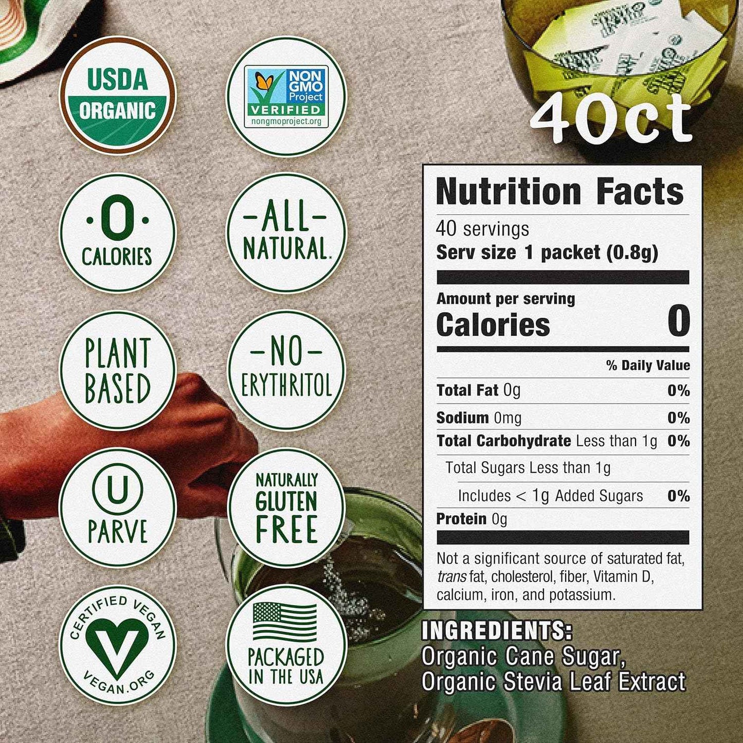 Stevia In The Raw Organic Stevia Sweetener Packets – Travel-Friendly Sweetener for Camping Mornings and Hike Brews