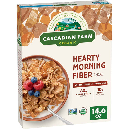 Cascadian Farm Hearty Morning Fiber Cereal for Busy Weekday Morning Routines, Pantry-Ready Bulk 4-Pack