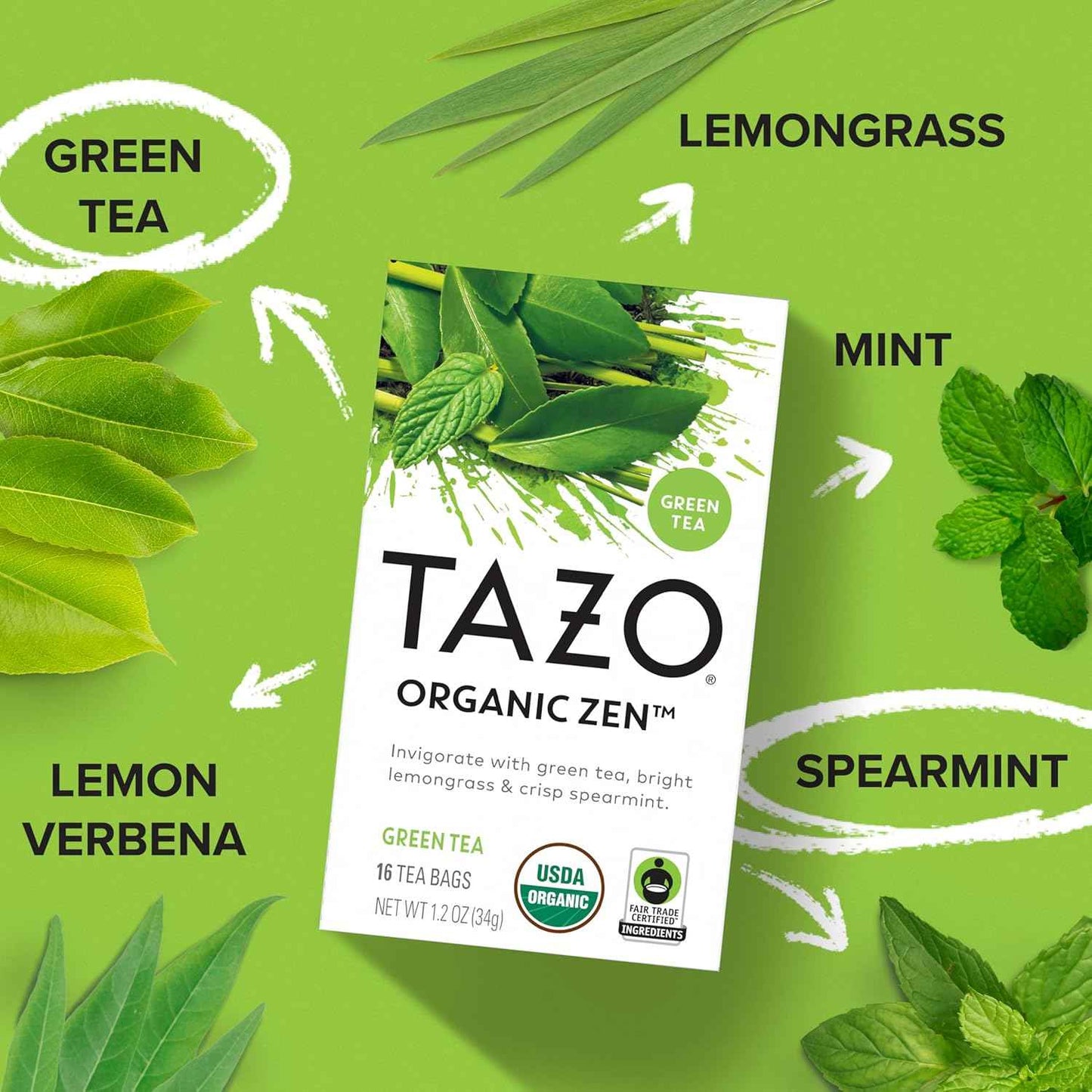 TAZO Organic Zen Green Tea Bags – Steady Low-Caffeine Replacement for Second-Cup Office Slump