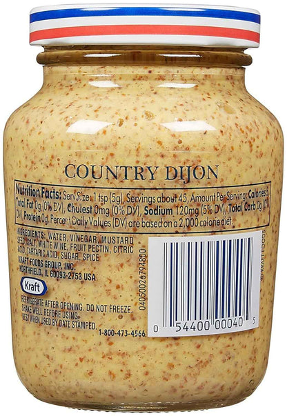 Grey Poupon Country Dijon Mustard – Gourmet Housewarming Gift for Hosts and Home Entertainers