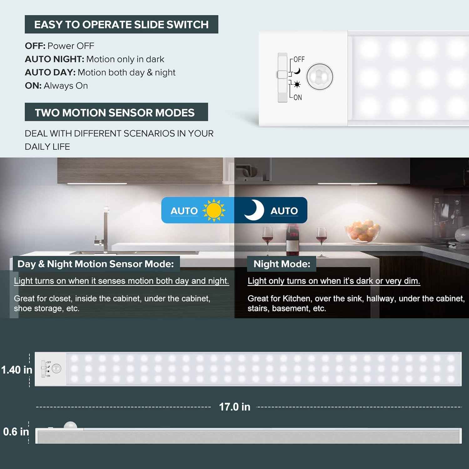 BLS Battery Powered Under Cabinet Lighting – Safer Than Candles for Bedrooms, Nurseries, and Senior Living Spaces