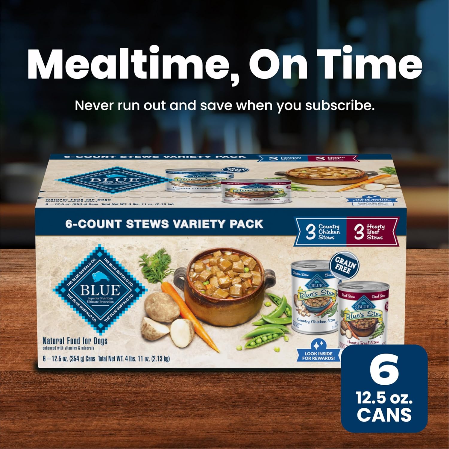 Blue Buffalo Blue's Stew Hearty Beef & Country Chicken Canned Dog Food, Vet-Formulated with No By-Products or Fillers