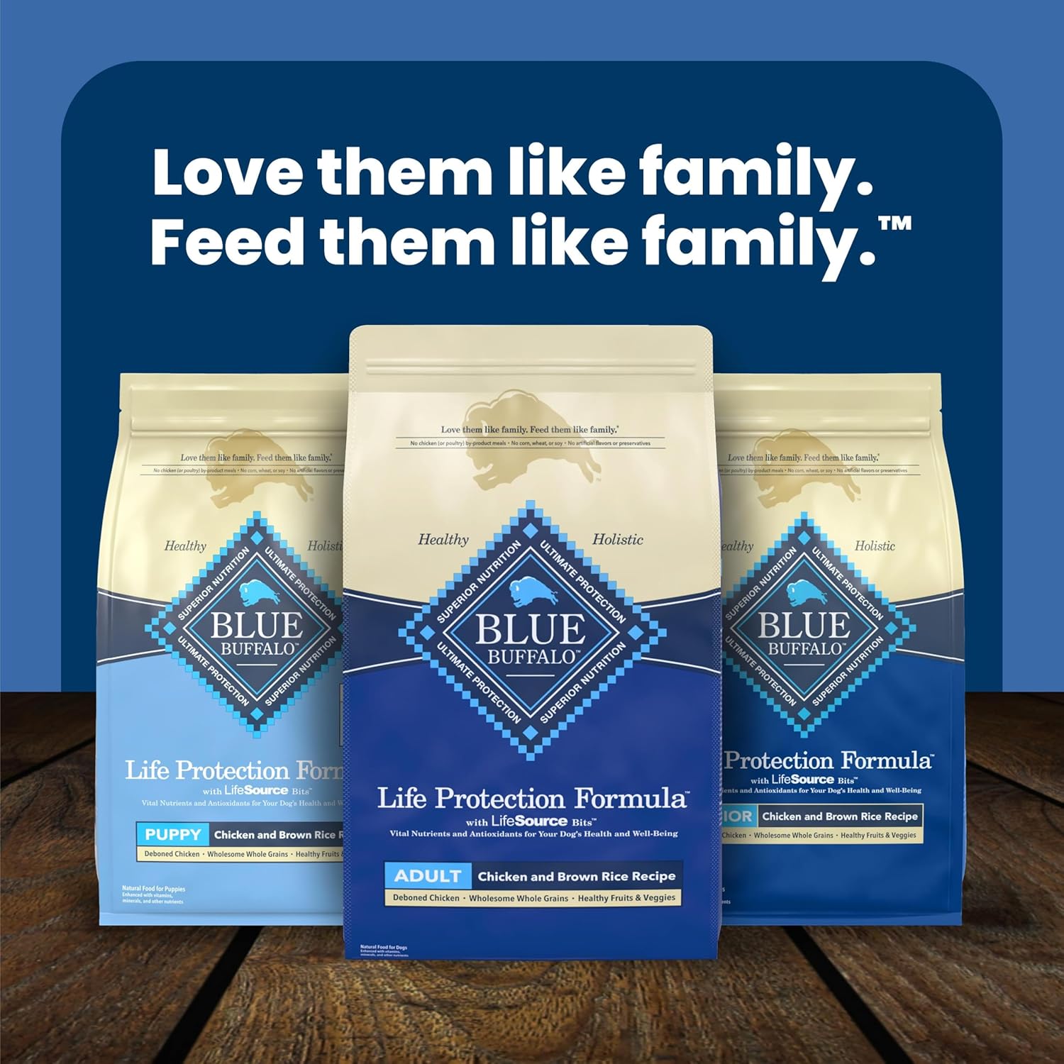 Blue Buffalo Life Protection Chicken & Brown Rice Adult Dog Food – Kid-Friendly Feeding Station Pick with Omega Skin and Coat Support, 15 lb