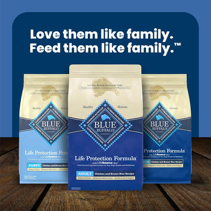 Blue Buffalo Life Protection Chicken & Brown Rice Adult Dog Food – Kid-Friendly Feeding Station Pick with Omega Skin and Coat Support, 15 lb