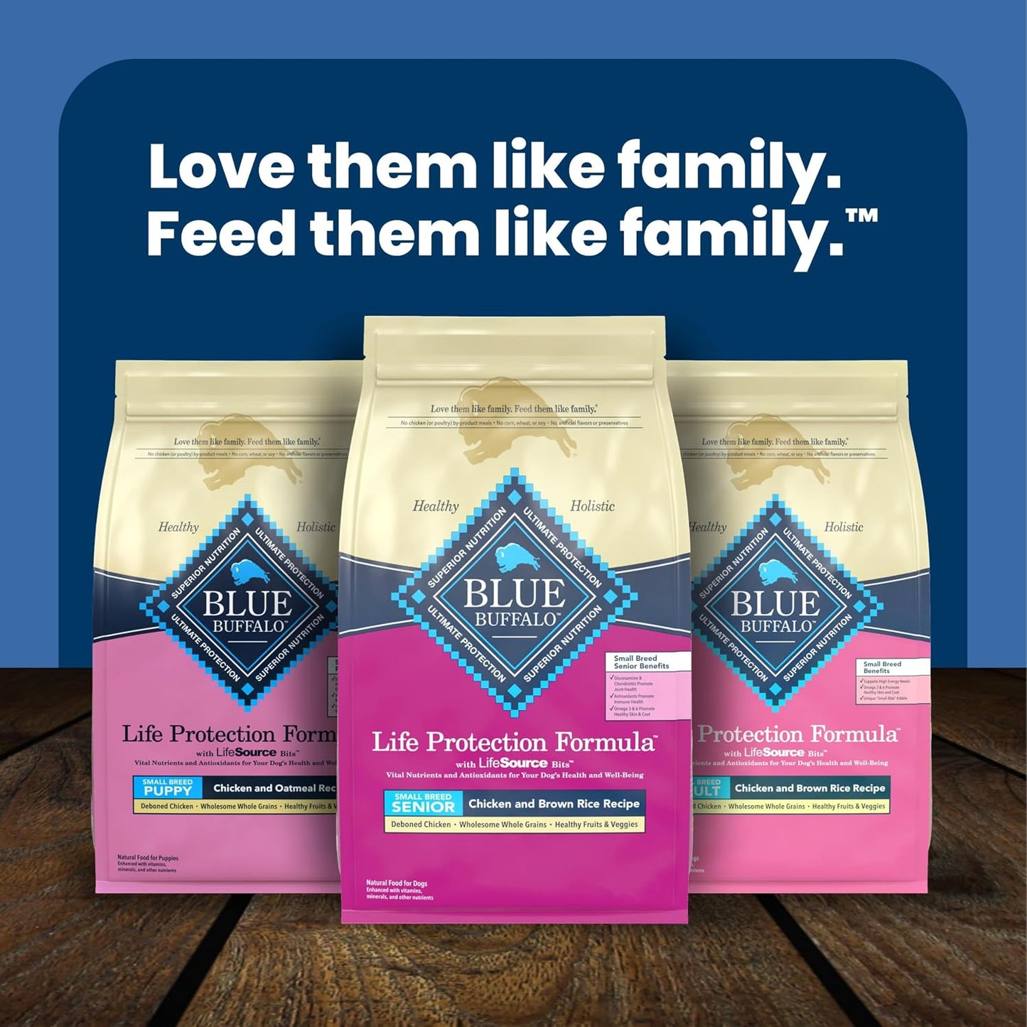Blue Buffalo Life Protection Senior Small Breed Chicken & Brown Rice – Elevated Everyday Meal With LifeSource Bits and DHA, 5 lb