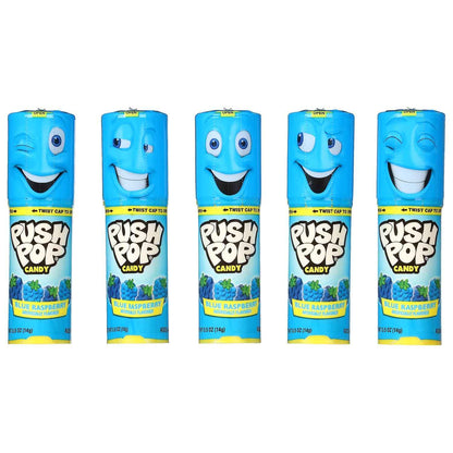 Push Pop Easter Blue Hard Candy Lollipops for Kids Playroom Snack Bin and Easter Morning Surprises, 10 Ct Individually Wrapped Blue Raspberry Push Up Candy Tubes