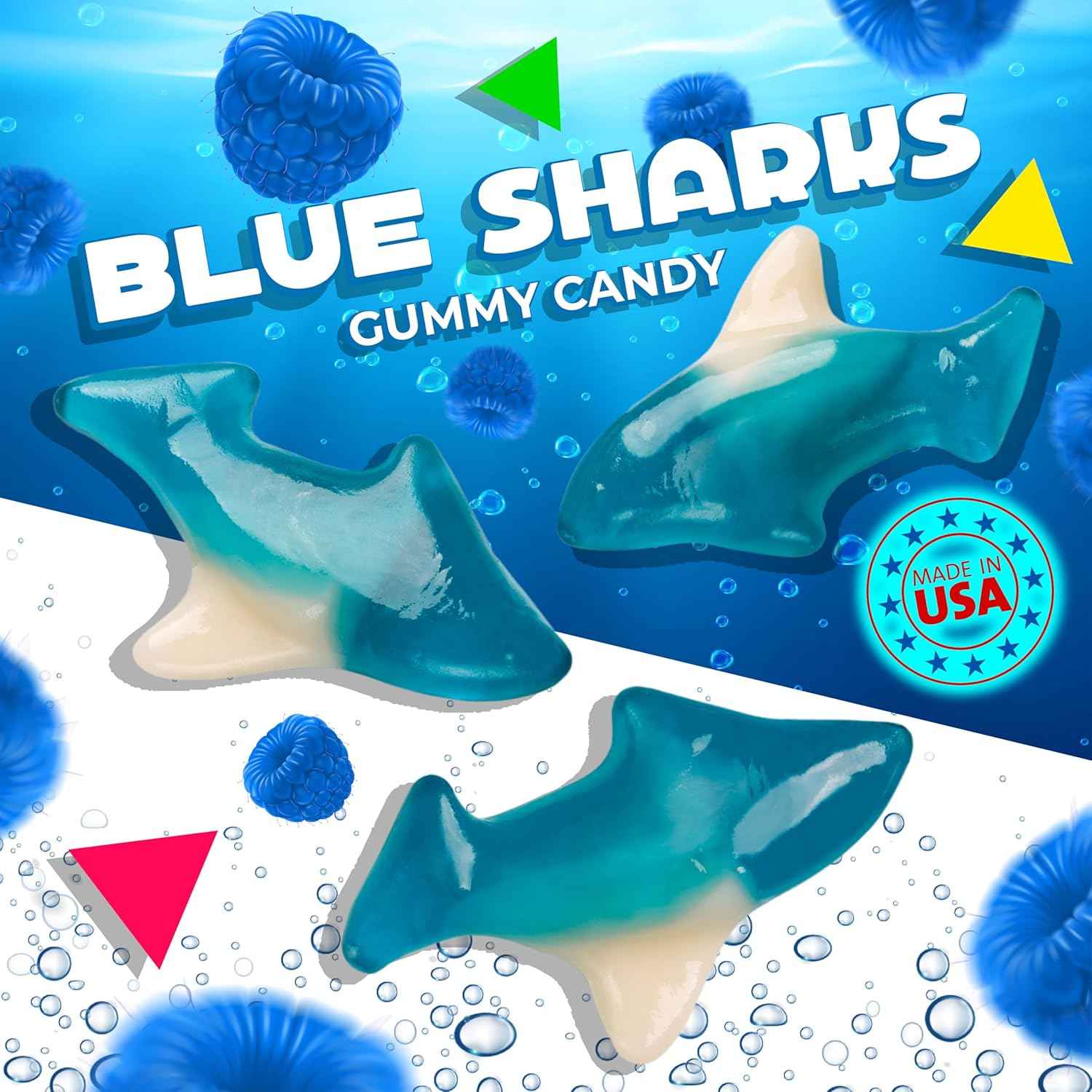 Blue Sharks Gummy Candy – 1 Lb Bulk Candy for Playroom and Nursery Treat Jars