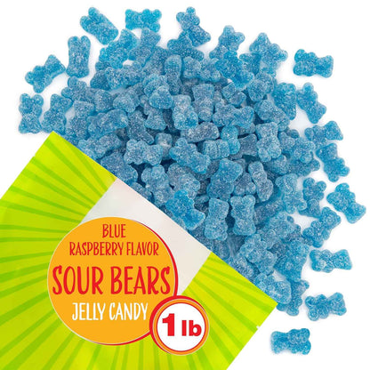 Blue Raspberry Sour Gummy Bears 1 lb Gelatin Free Vegetarian Friendly Snack for Mindful Treat Cravings