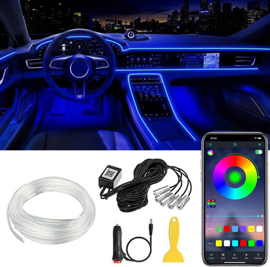 AuroraDrive Interior Car LED Strip Lights with App – Unique Birthday Gift for Her, 16 Million Color Ambient Lighting Kit for Car