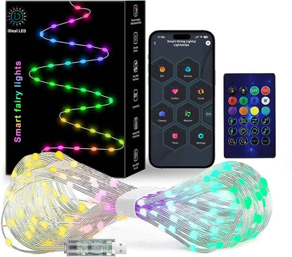 Adecorty Waterproof LED String Lights – Patio & Garden Accent Lighting, IP65 USB Cuttable 33ft