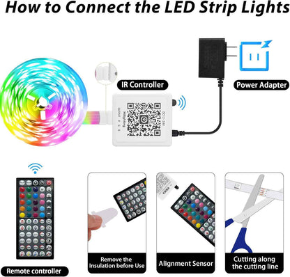Govee LED Strip Lights – Simple Clean RGB Ambient Lighting for Minimalist Bedroom, Cuttable Length and Hidden Cable Design