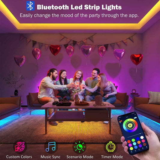 [Brand] RGB LED Light Strip – Birthday Gift for Teens and Young Adults, 64 Scene Modes Bluetooth App