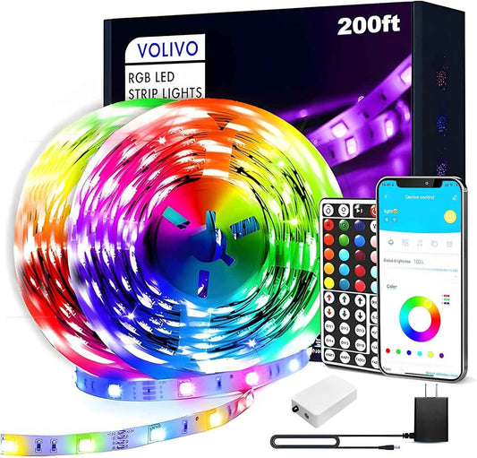 VOLIVO 200ft LED Strip Lights – Relaxing Color Changing Lights for Evening Wind Down, Sleep Routine, and Mindfulness Corner, App Controlled
