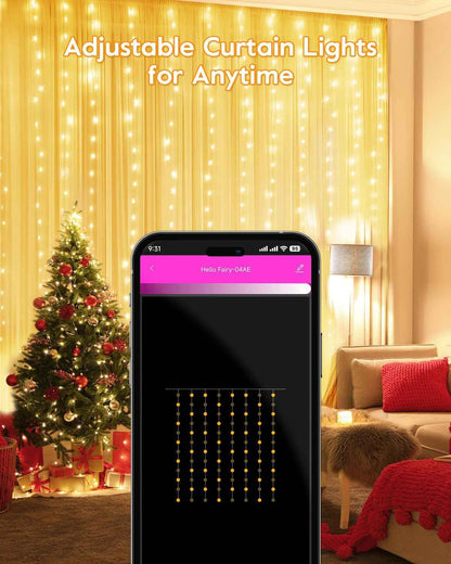Brightown Smart Curtain Lights – Romantic Valentine's Day Gift for Women, USB Plug-in Bedroom Fairy Lights