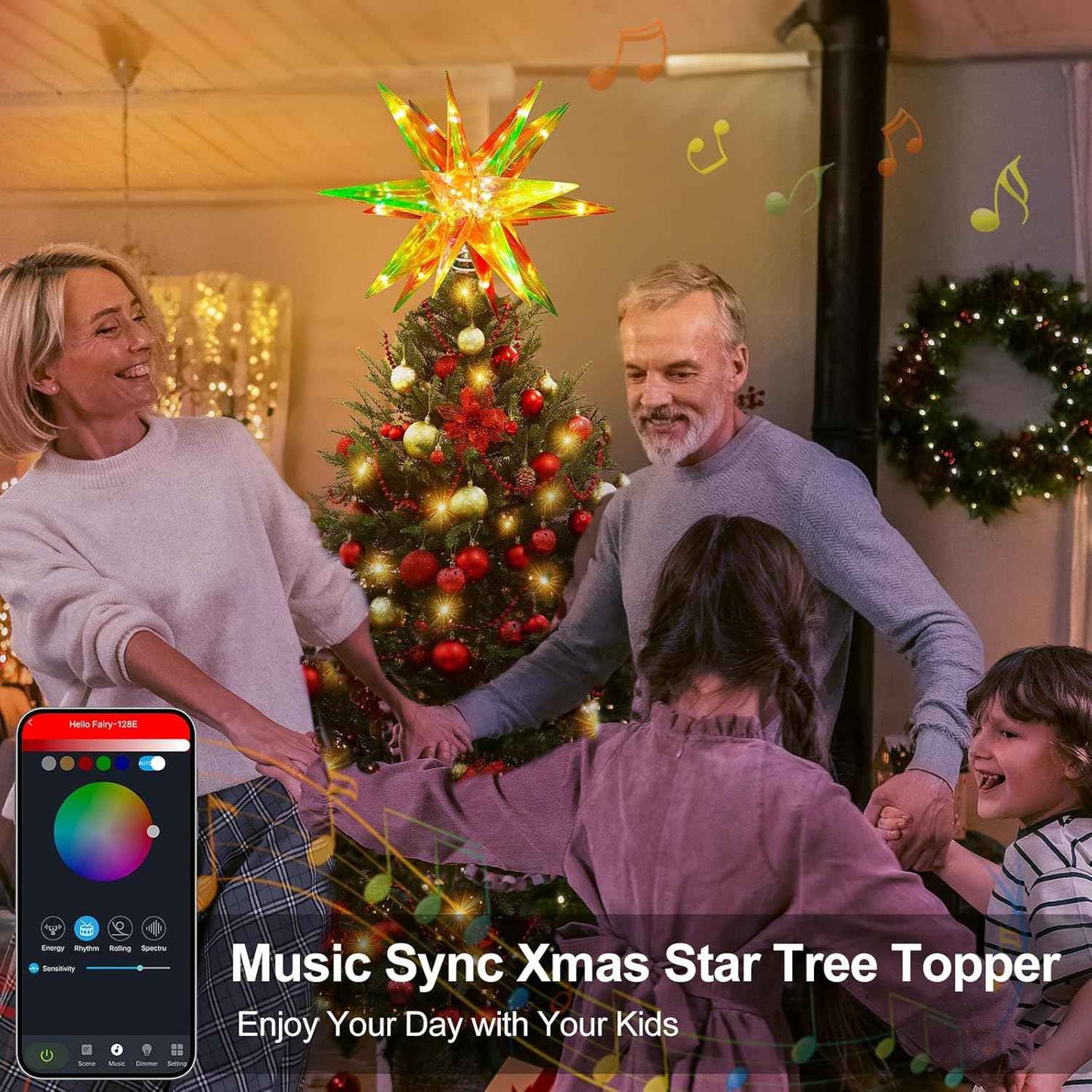Hanging Christmas Star for Front Porch – Detachable LED Festival Light, App Control Colors