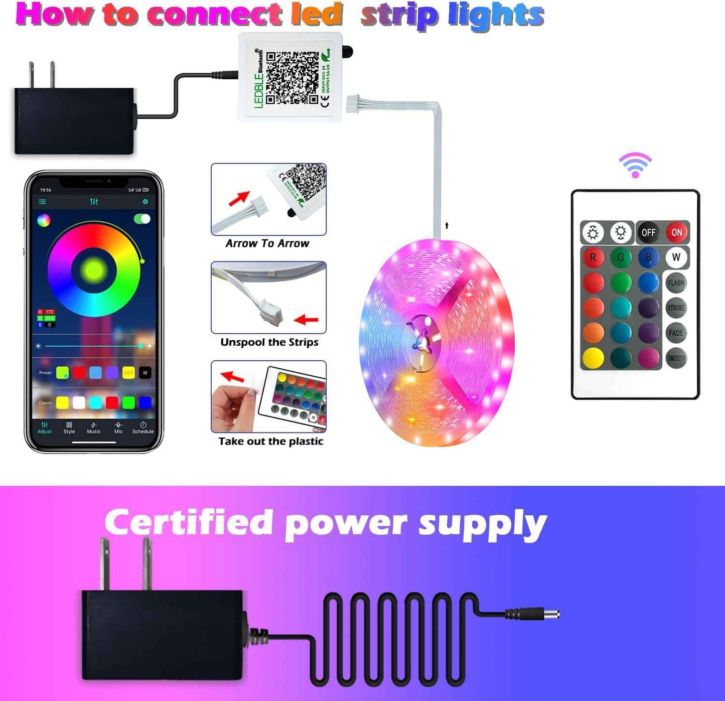 HiLighting 300FT LED Strip Lights Flameless and Cool to Touch – Safer Alternative to Candles for Kids Bedroom and Pet Friendly Homes