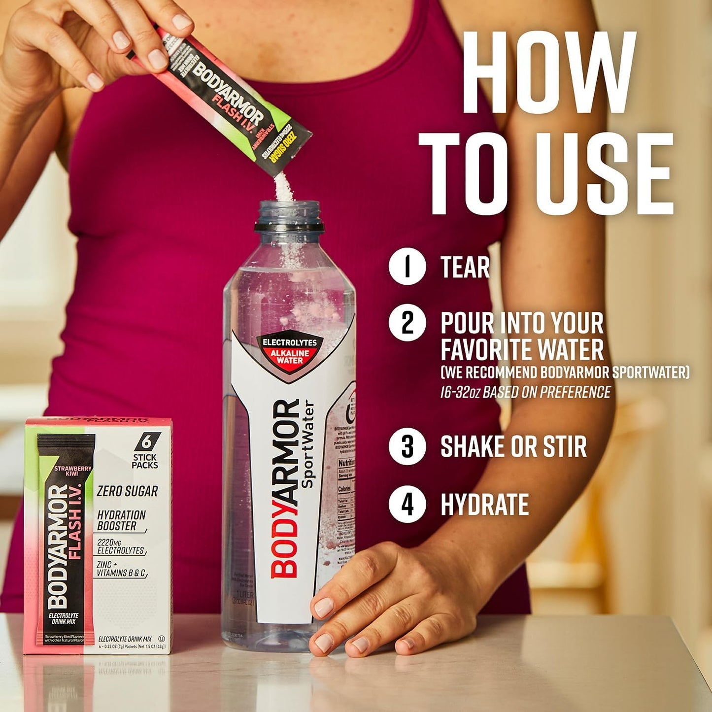 BODYARMOR Flash IV Electrolyte Packets – Adventure Hydration for Biking Kayaking and Weekend Hikes, No Heavy Bottles