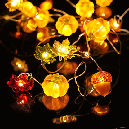 BOHON Autumn Acorn & Maple Garland Lights – Living Room Mantel Decor, 3D Pumpkin String for Cozy Home Atmosphere