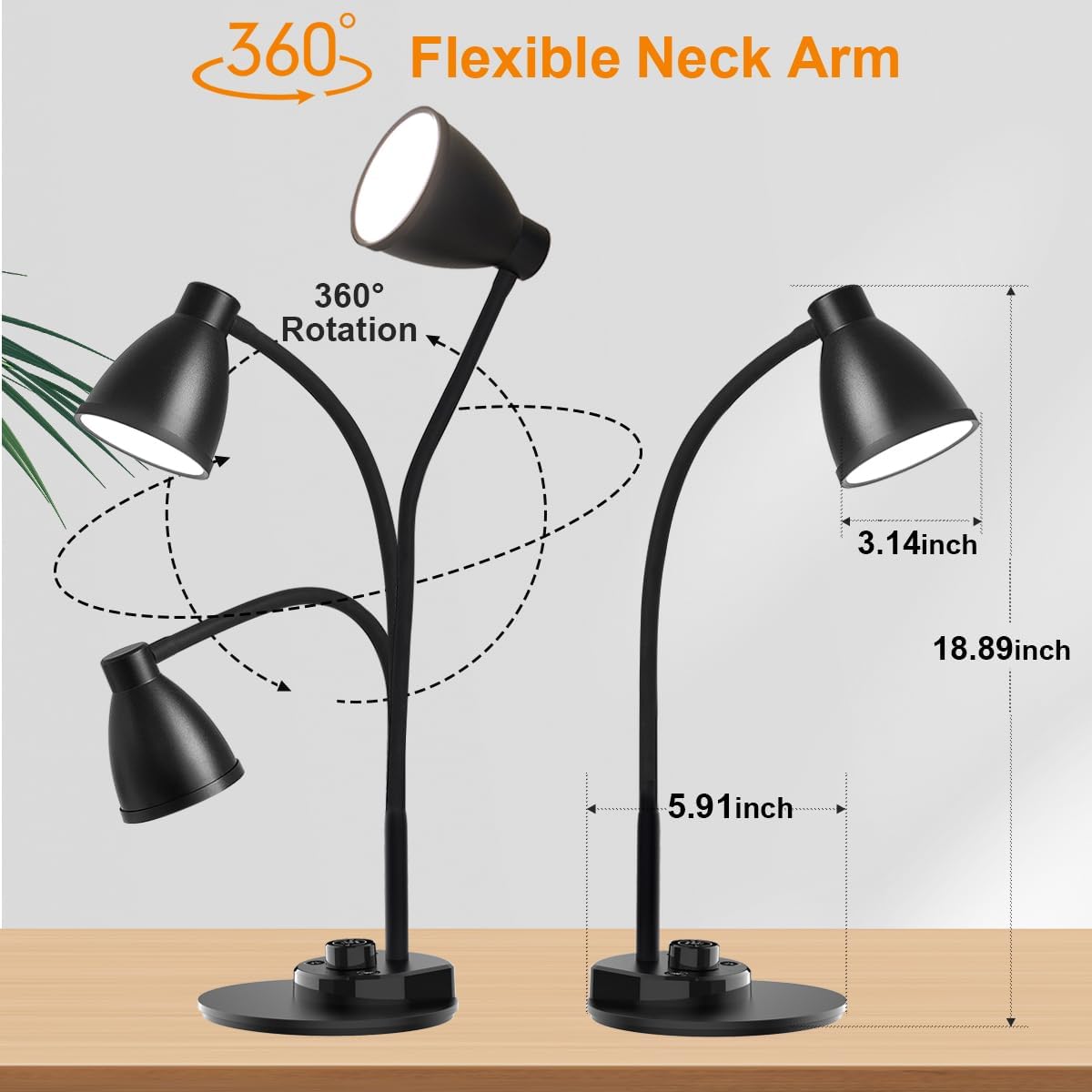 BOHON Dimmable Desk Lamp with USB Port – Eye-Friendly Study Light for Remote Workers and Students