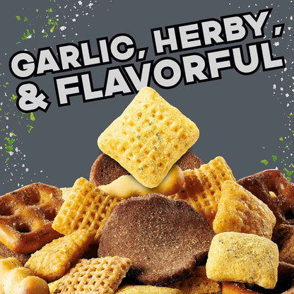 Chex Mix Bold Garlic and Herb Snack Mix – Gourmet Snack Basket Addition for Dad on Father's Day, Family Size 13.5 oz