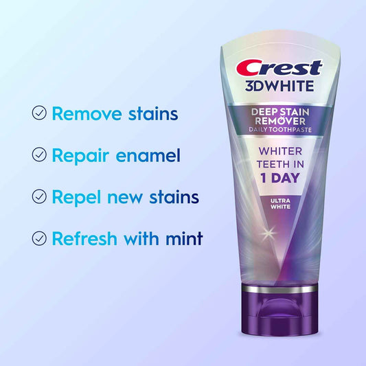 Crest 3DWhite Brilliance Deep Stain Remover Toothpaste – Daily Bathroom Self-Care Ritual for Coffee and Tea Drinkers