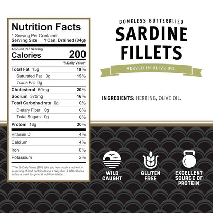 Brunswick Boneless Butterflied Sardine Fillets – Omega-3 Rich Protein for Self-Care Routines