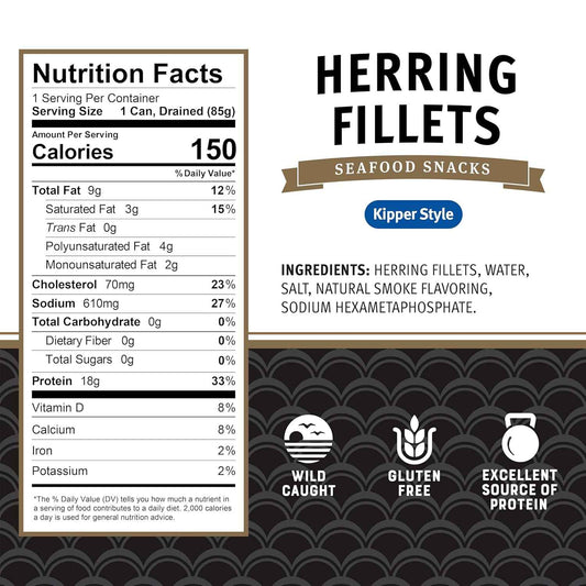 Brunswick Golden Smoked Herring Fillets – No-Prep Canned Seafood for Campsite and Trail Lunches