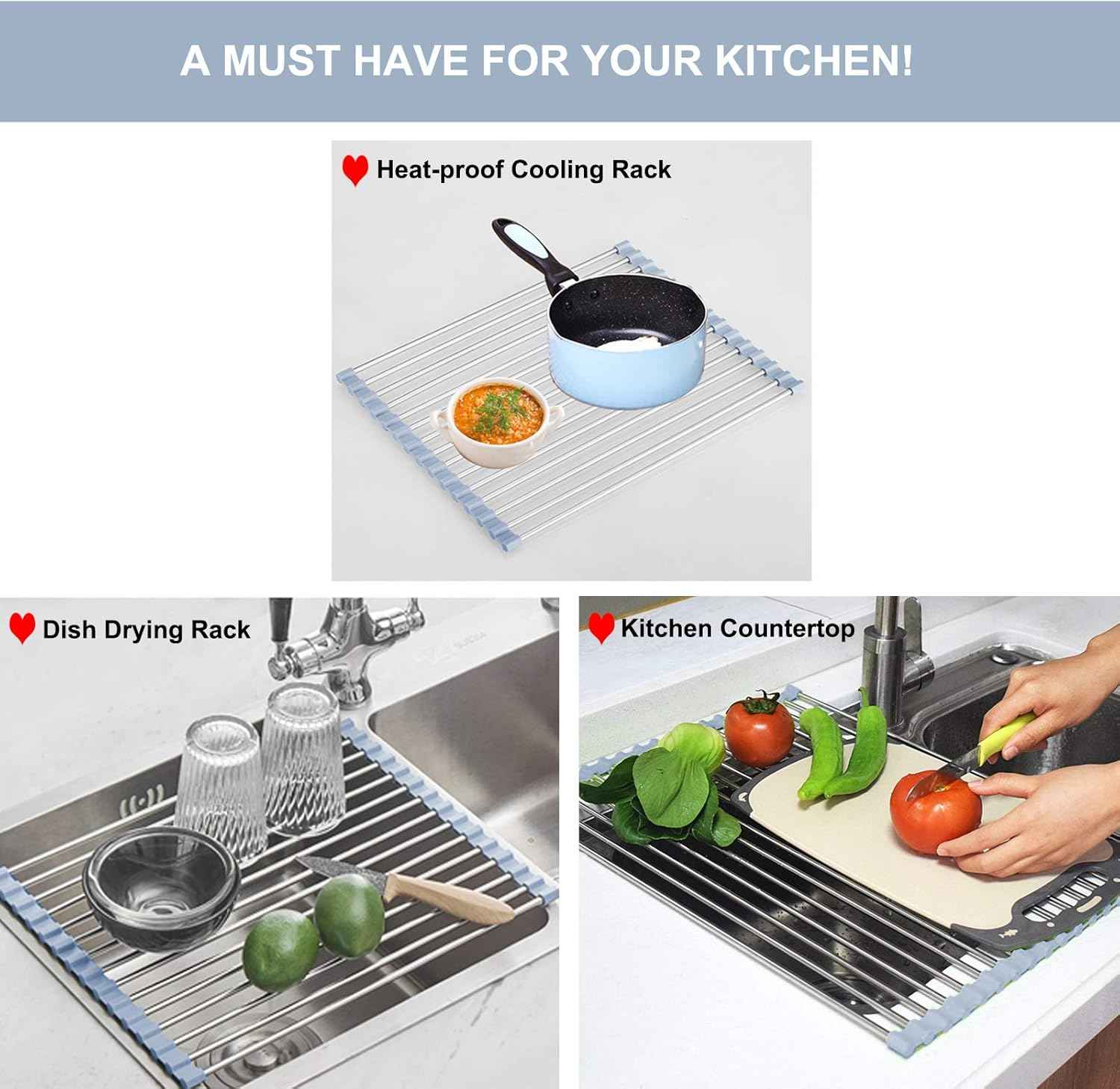 MECHEER Roll-Up Dish Drying Rack – Portable Outdoor Sink Accessory for Camping and Picnics
