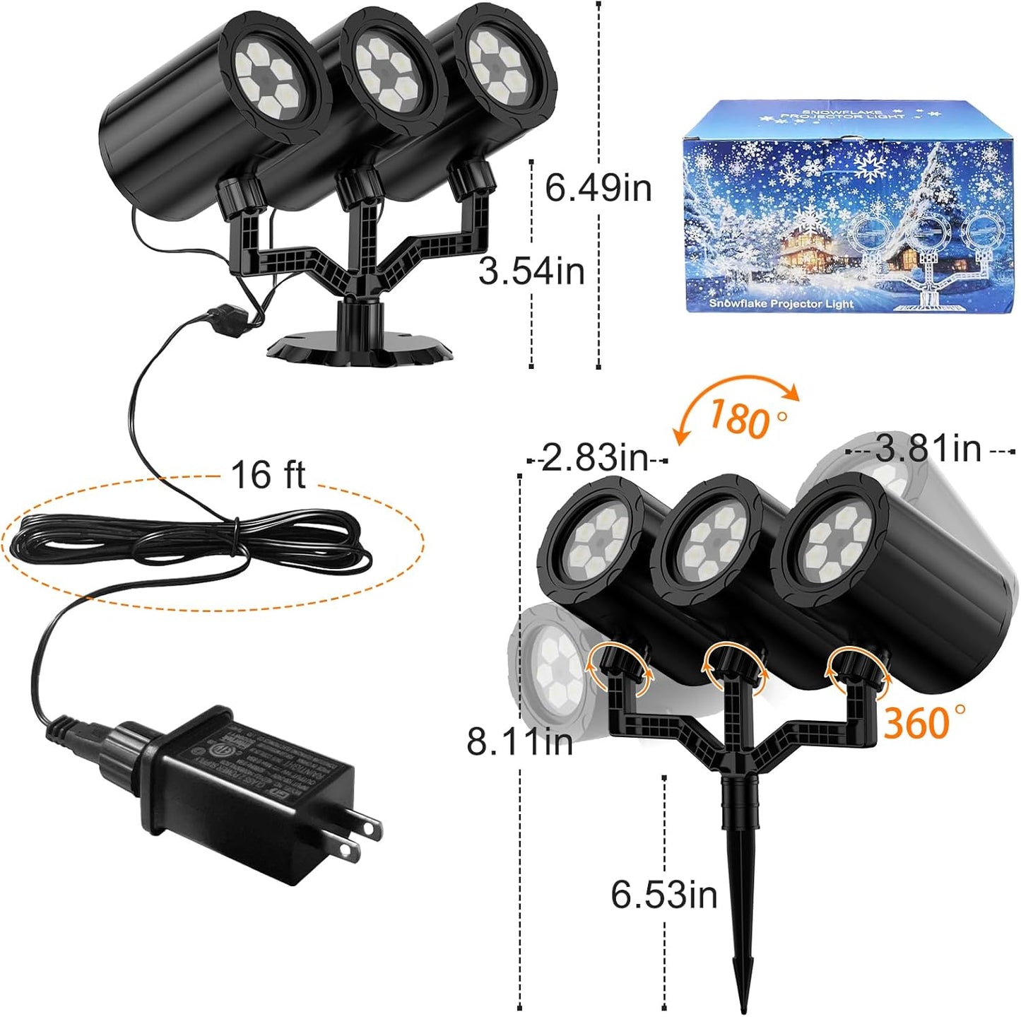 [Brand] 360° Snowfall Projector – Reusable Holiday Present for Hosts and Home Decorators