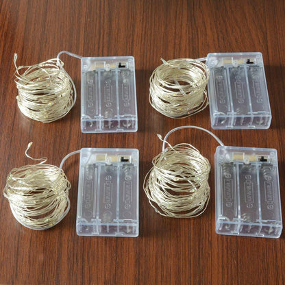 [Brand] Minimalist String Lights – Clean Copper Wire Bedroom Accent, 4-Pack Battery LED Set
