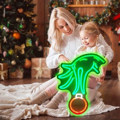 BrandName Green Christmas Neon Light – Family Friendly Holiday Wall Decor for Kids Bedroom, Dimmable Flicker Free Glow