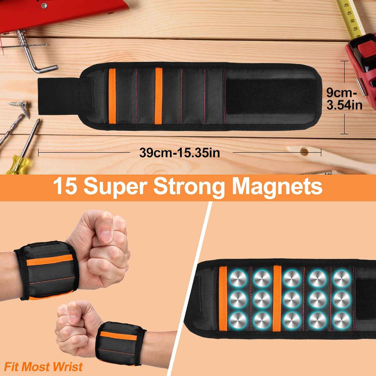 Tmacker Magnetic Wristband – Drop-Free Fastener Holder That Prevents Lost Screws in Hard to Reach and Elevated Work Areas