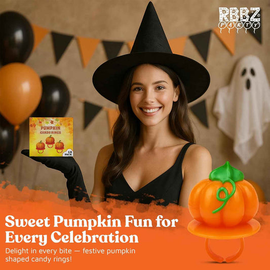 Pumpkin Candy 3D Ring Pops – Portable Trick or Treat Candy for Outdoor Halloween Porch Handouts