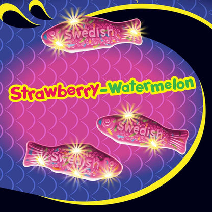 SWEDISH FISH Mini Glow Ups Gummy Candy – Kids Birthday Party Favor and Sleepover Snack, Bulk 12-Pack of 3.08 oz Glow-in-the-Dark Treat Bags