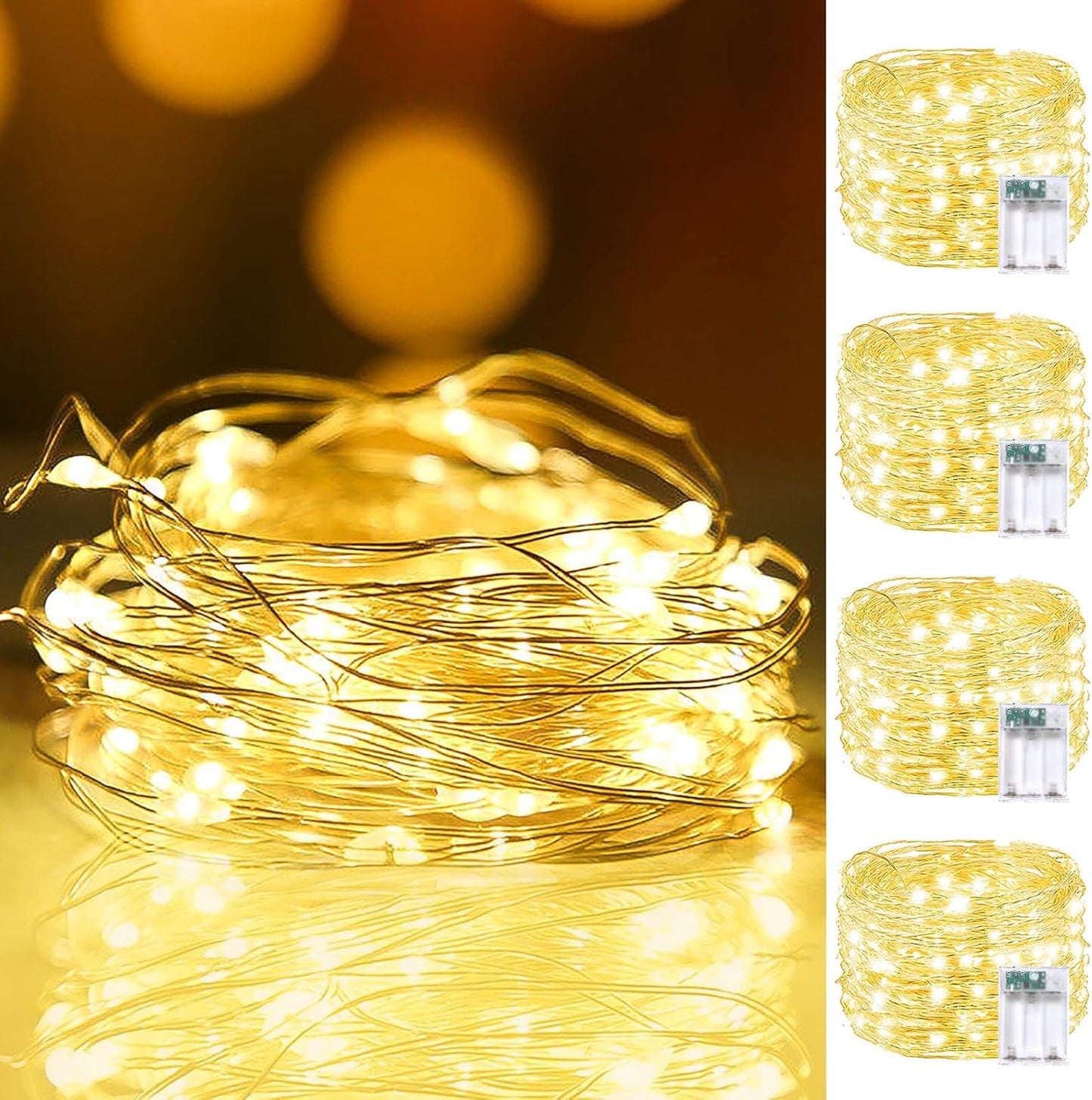 Brightown 240LED Battery Fairy Lights – Clean Warm White String Lights for Uncluttered Scandinavian & Japandi Spaces