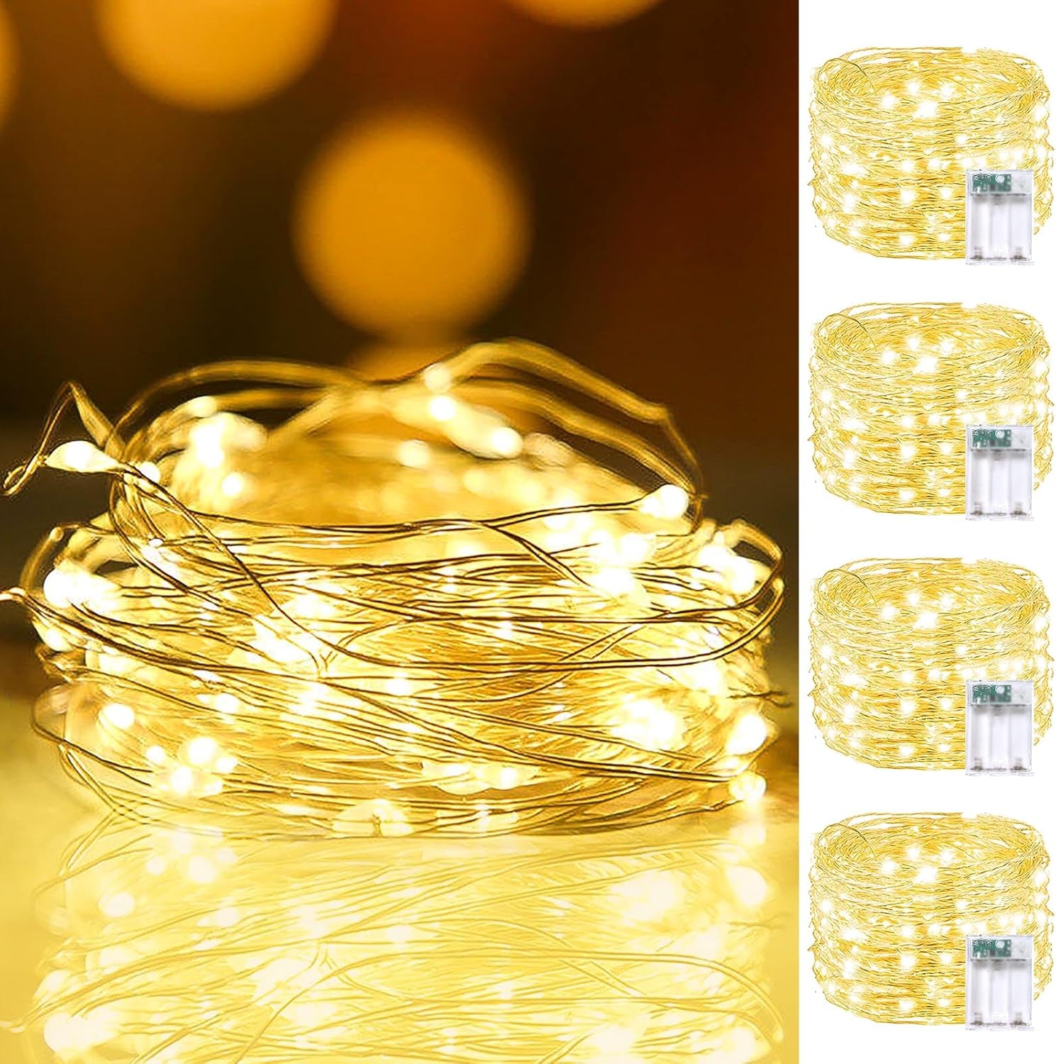 Brightown 240LED Battery Fairy Lights – Clean Warm White String Lights for Uncluttered Scandinavian & Japandi Spaces