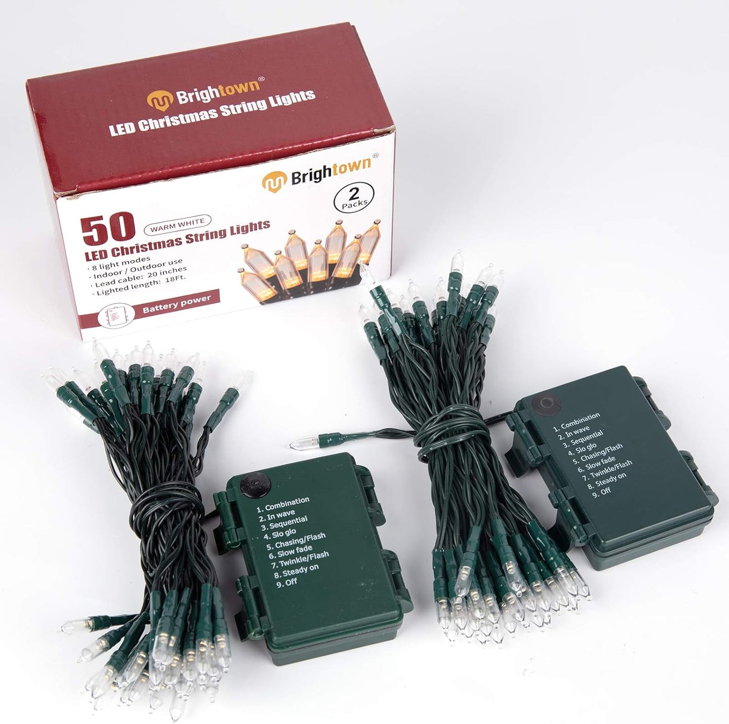 Brightown Battery Fairy Lights for Nursery and Playroom, 18ft 50 LED Child Safe Cool Touch Mini String Lights with 8 Modes for Kids Room