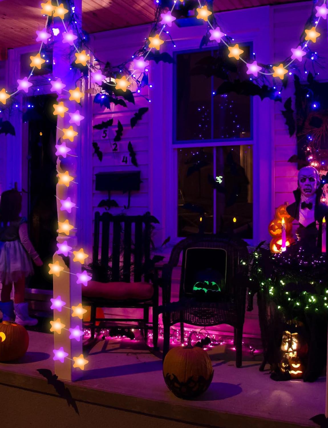 Brightown IP65 Waterproof Star Fairy Lights 33ft – Portable USB Powered Patio and Garden Pergola Decor, App and Remote Controlled String Lights