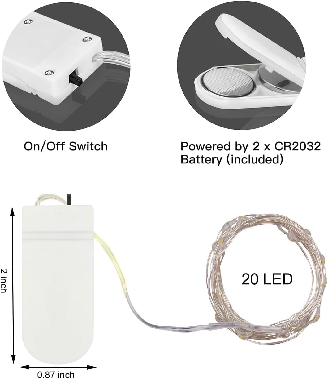 Brightown Mini Fairy Lights Battery Operated – 24 Pack Simple LED String Lights for Neutral Interiors and Intentional Living Spaces