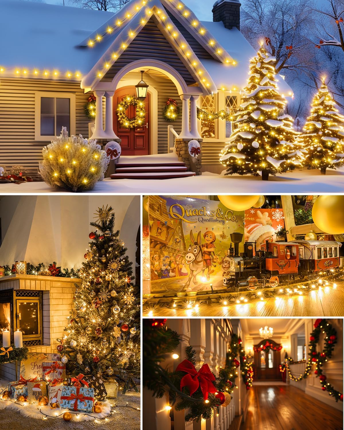 Brightown Mini String Lights for Christmas Tree & Mantel Garland - 14ft Warm White Indoor Decor Lights with Green Wire for Holiday Home Styling