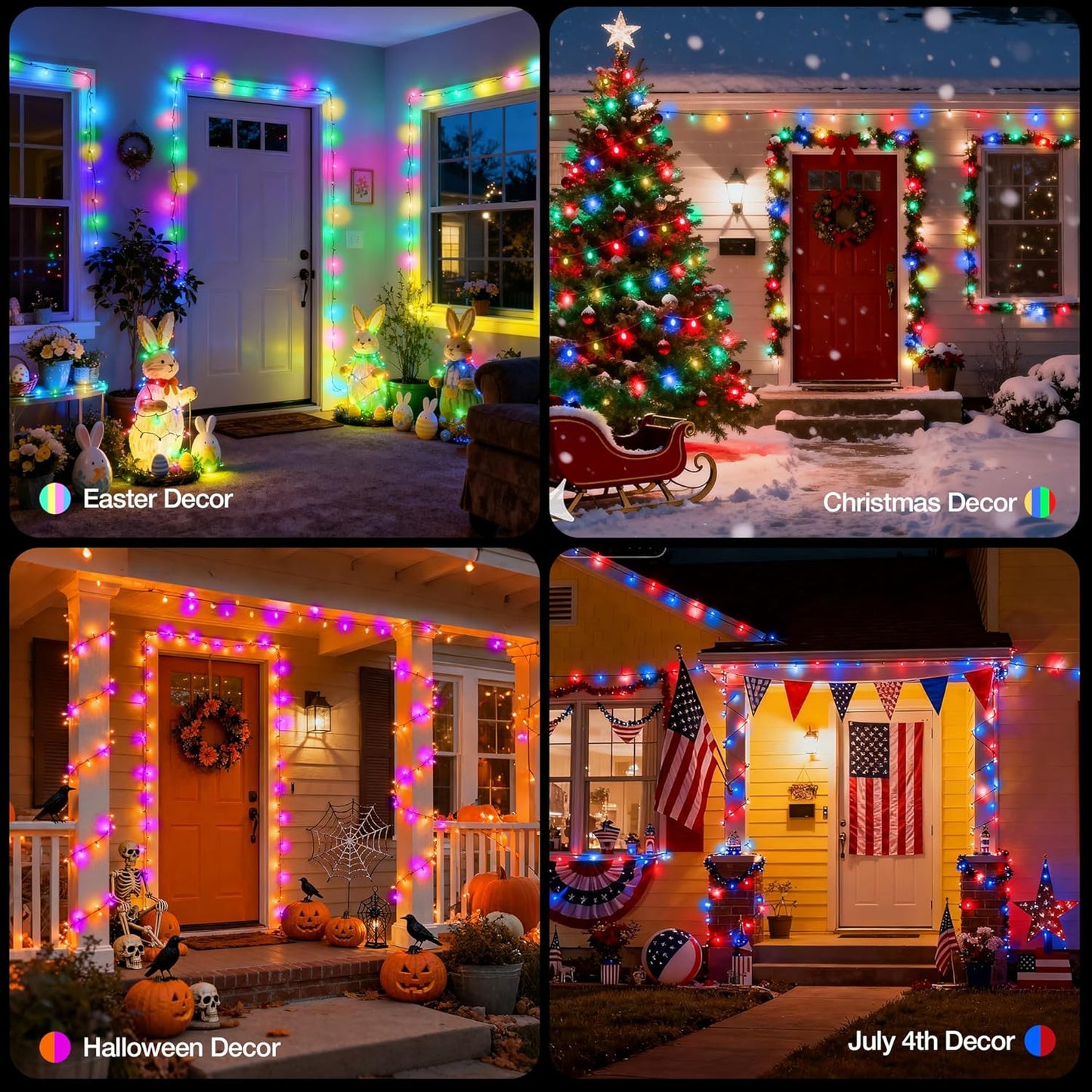 Brightown RGB String Lights 98.4ft – Thoughtful Housewarming Gift for Women and Men with Remote, Timer & Music Mode