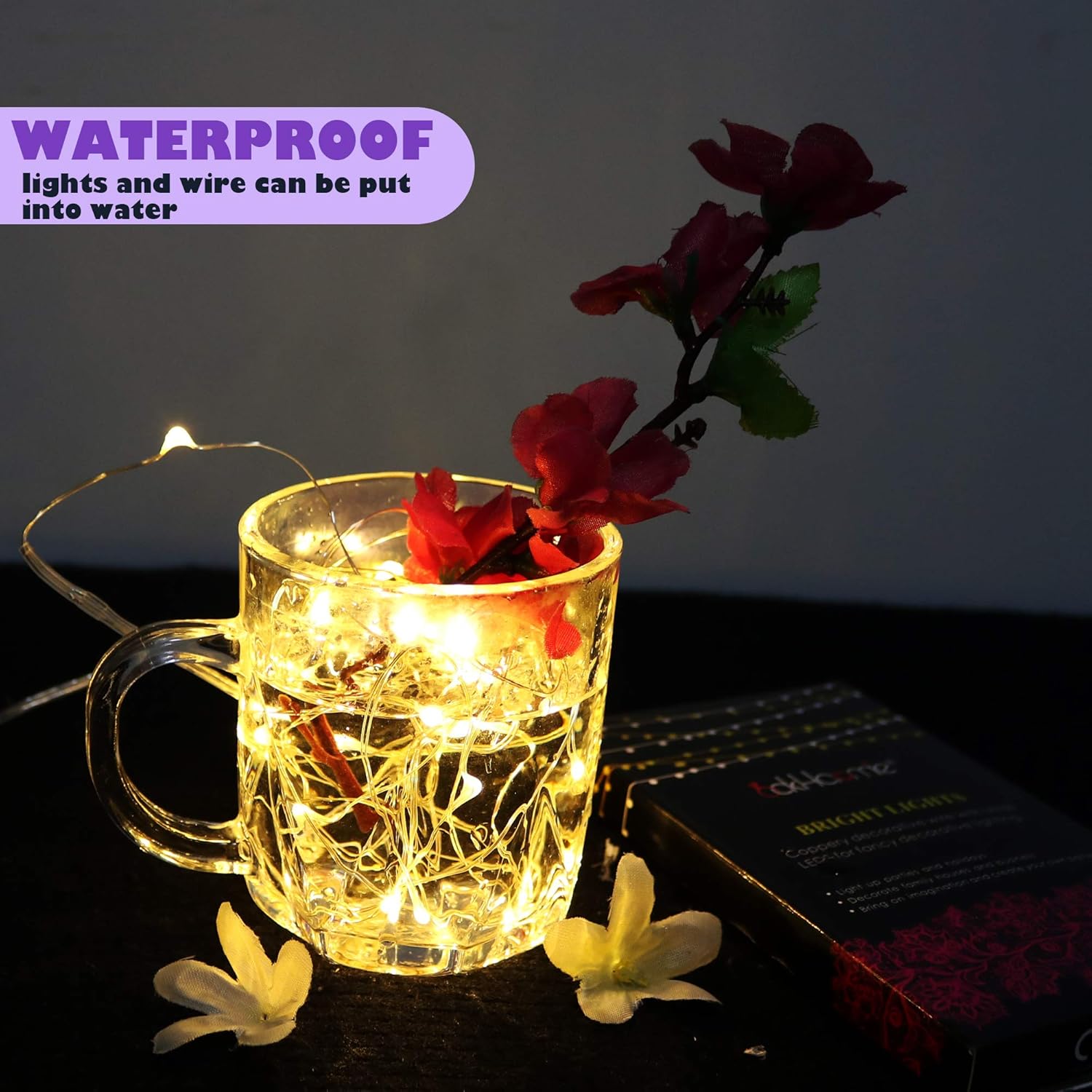Brightown Silver Wire Fairy Lights – Minimalist Bedroom Decor with Invisible Cord Design