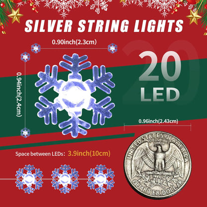 Brightown Snowflake String Lights – Clean and Simple Bedroom Accent, Neutral Cold White LED Glow