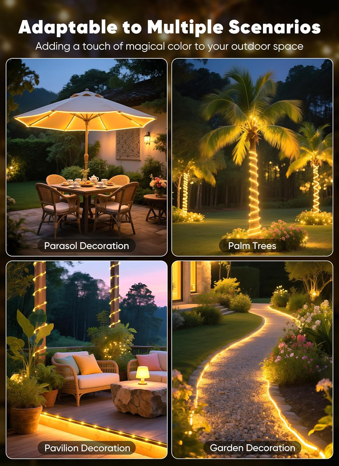 Brightown Solar Fairy Lights – Portable 100LED Solar Powered Outdoor Lighting for Pergola, Tent & Garden Party Setup