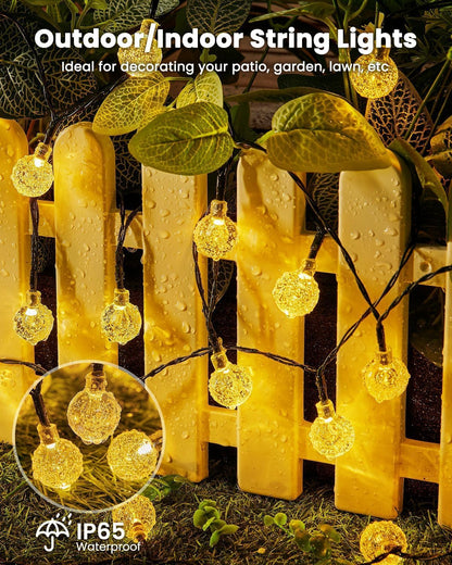 Brightown Solar Globe Lights – Clean Off-White Cord String Lights for Intentional Neutral Outdoor Spaces